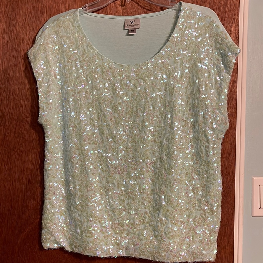 Worthington sequin top. PM.